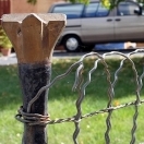 Old mining drill bits used as fence posts