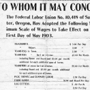 Sumpter area miners union wage scale in 1903