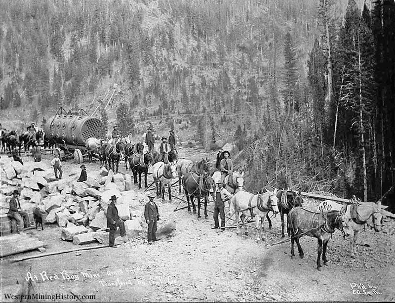 Red Boy Mine. Boiler being transported to mine.